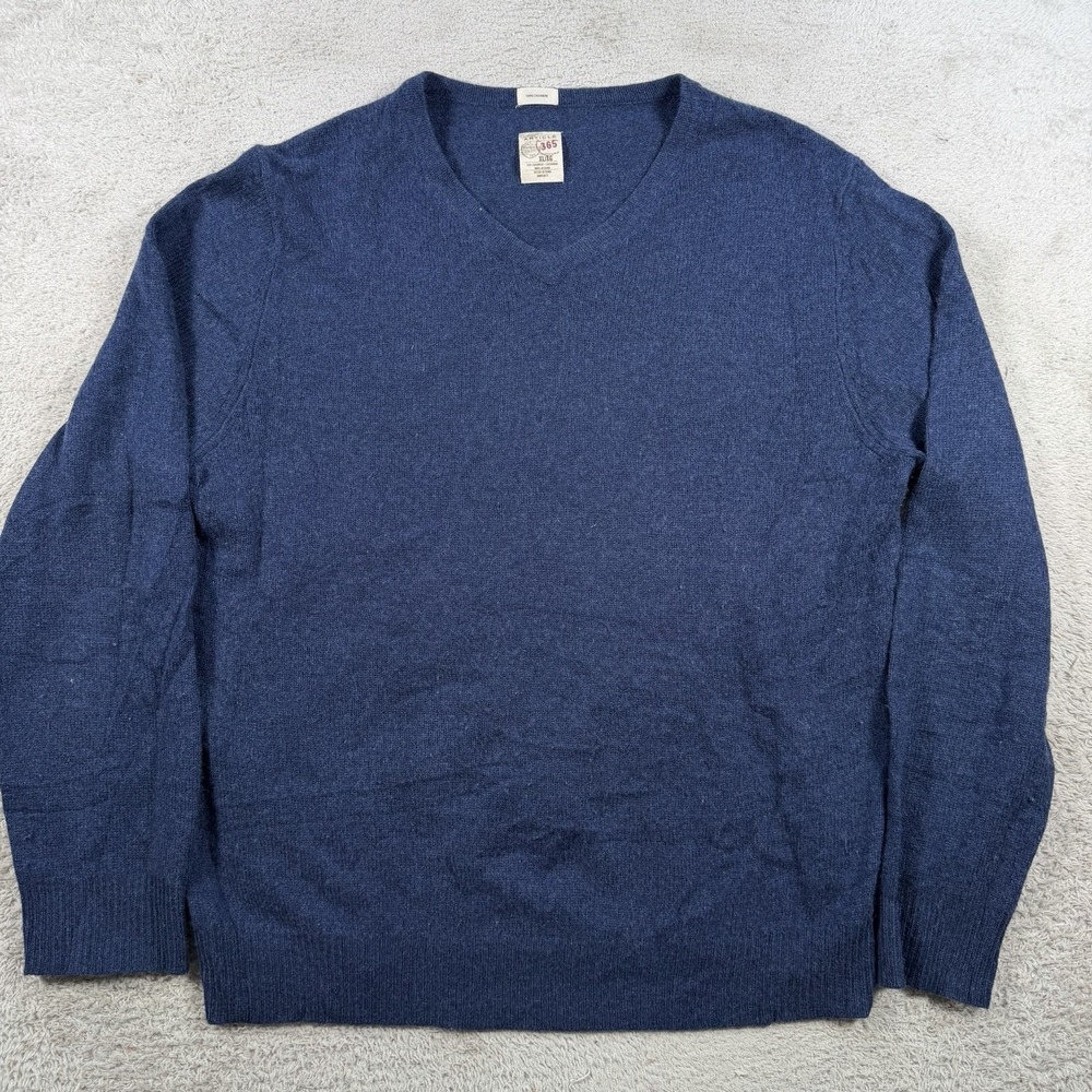 Article 365 Sweater Mens Navy 100% Cashmere V-Neck Pullover Soft Lightweight
